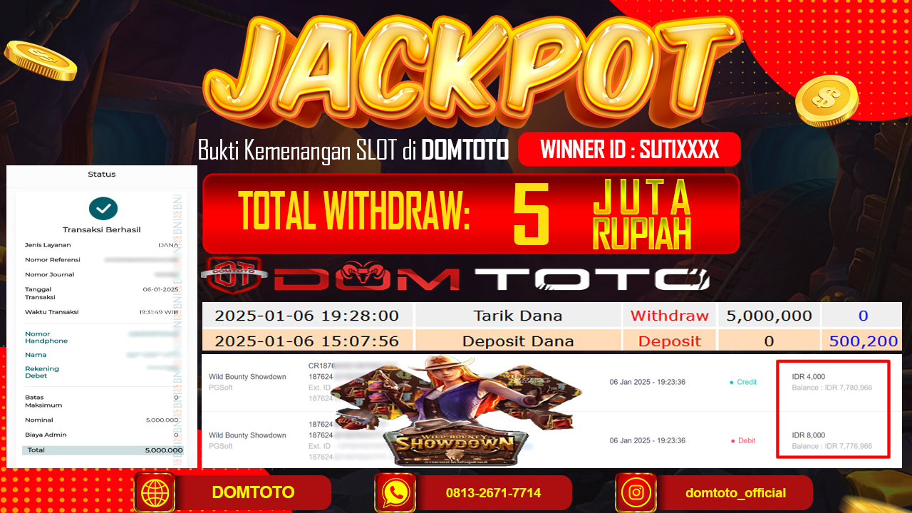 JACKPOT SLOT WILD BOUNTY SHOWDOWN 06 JANUARI 2025